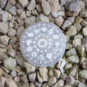 Selenite Round Disc Zodiac