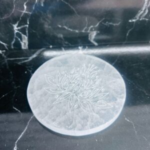 Selenite Round Disc Lotus