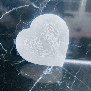 Selenite Heart Disc Angel Wings
