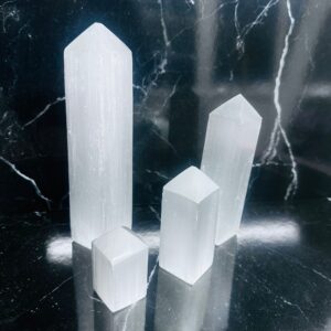 Selenite Crystal Prism (4 Side) Chakra Colour Engrave